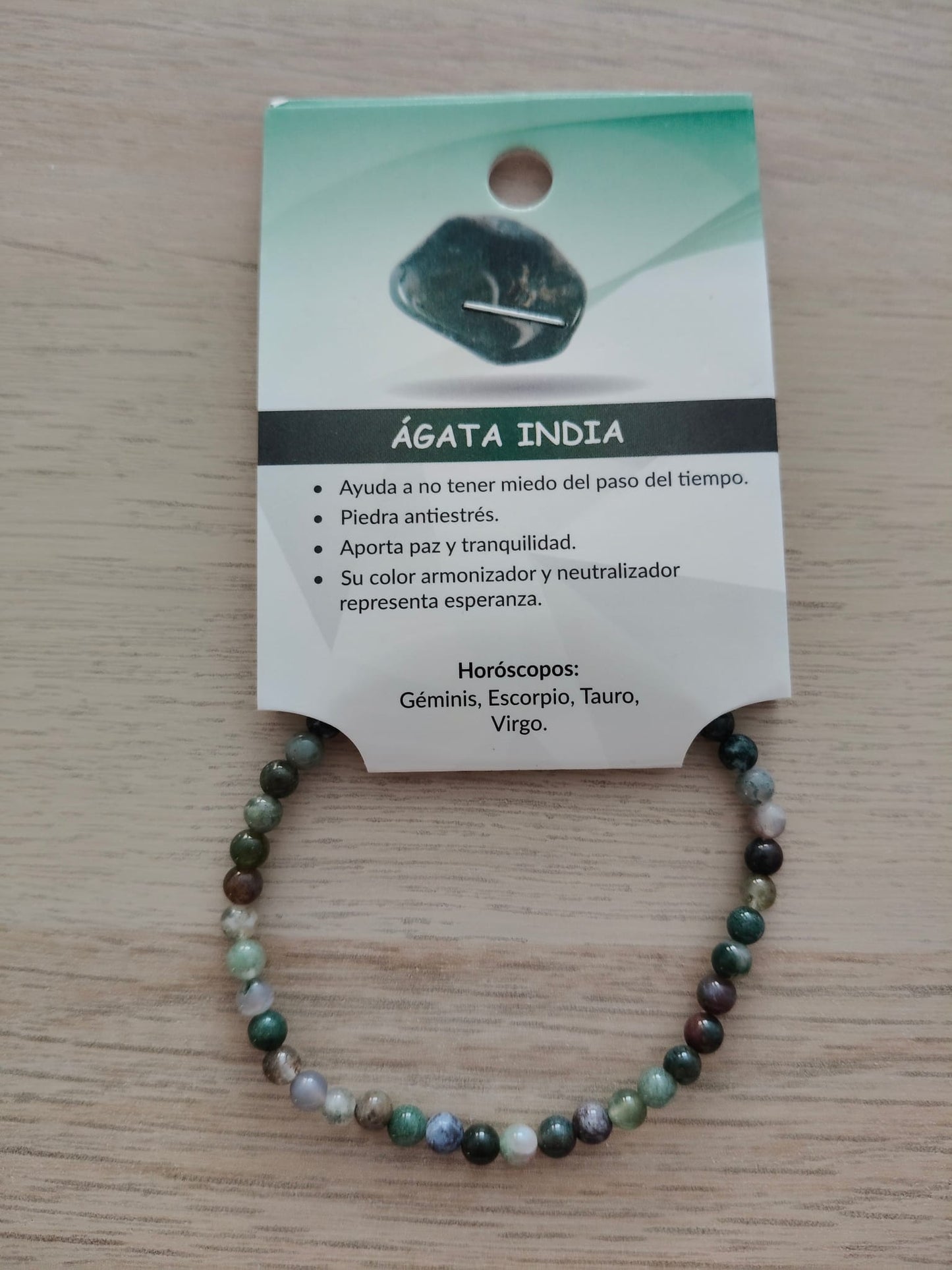 Pulsera piedra natura Ágata india 4mm