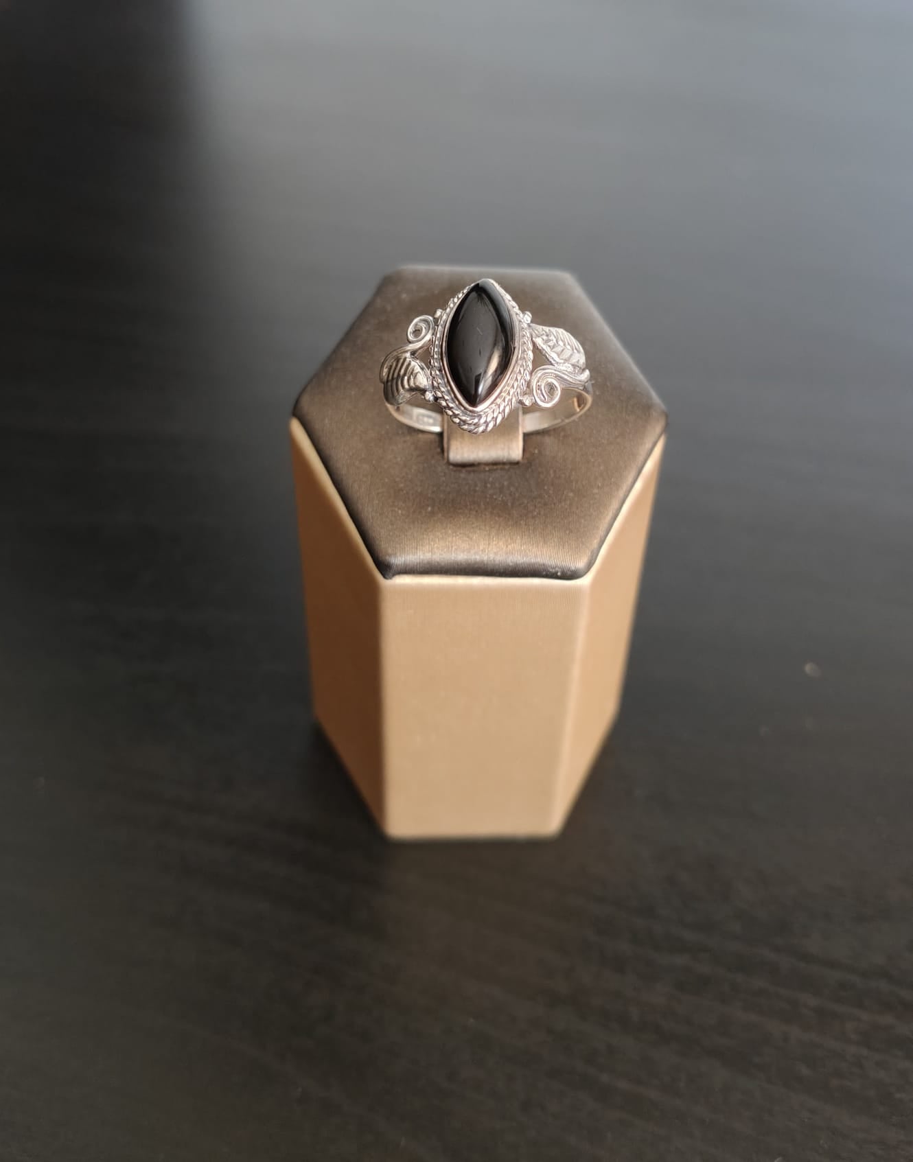 Bague en argent sterling avec pierre d'onyx naturelle