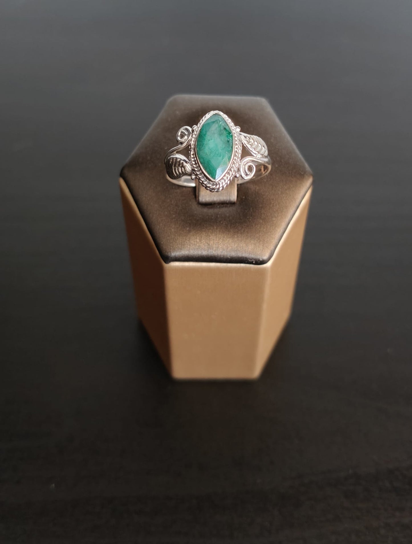 Sterling silver ring with natural Aventurine stone, size 17