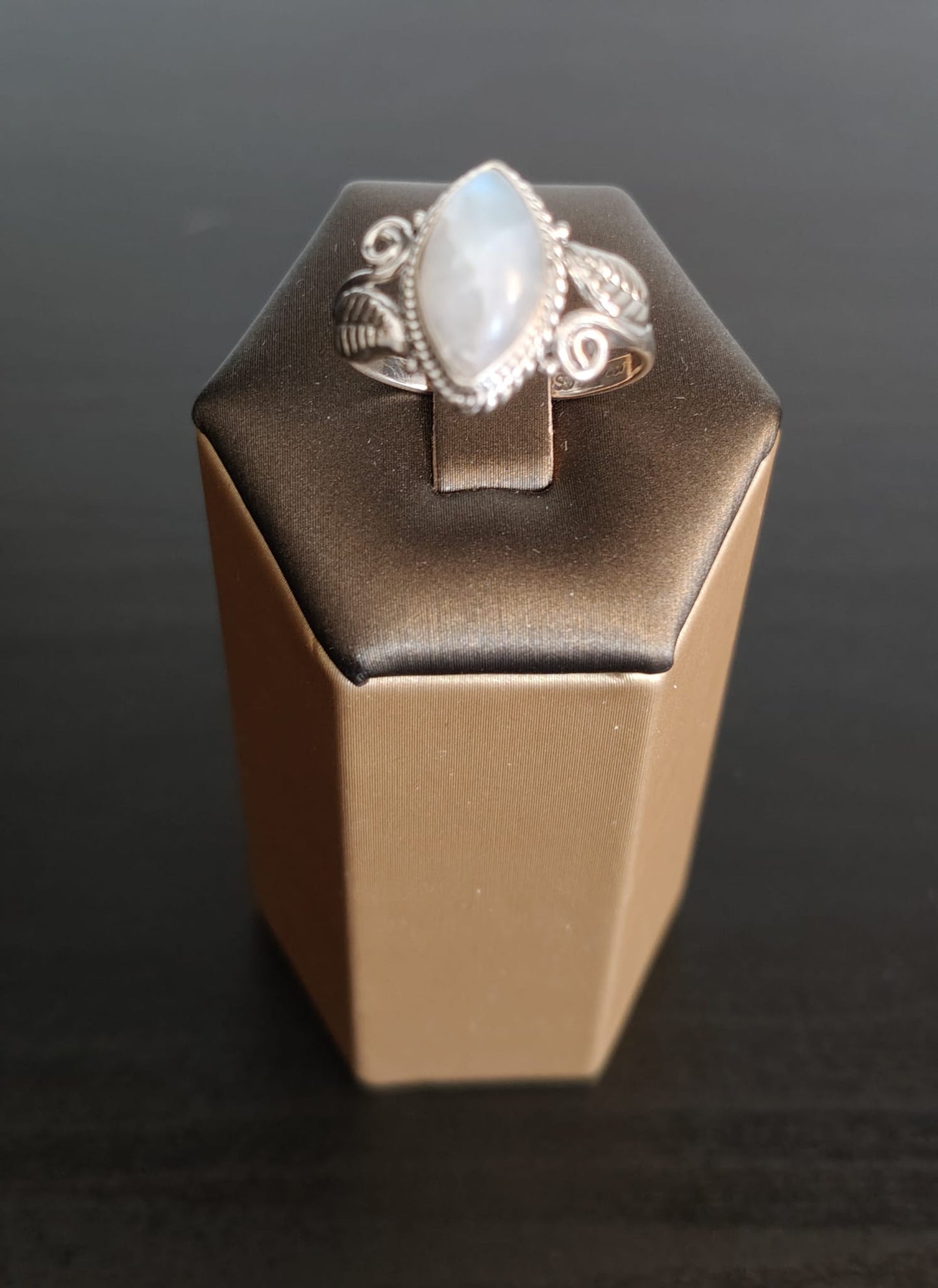 Sterling silver ring with natural Moonstone, size 16