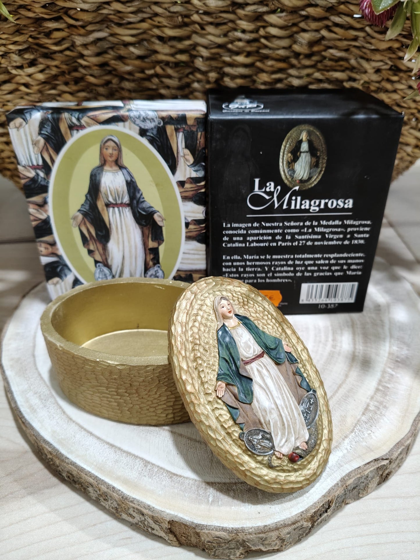 Boîte ovale Vierge de la Miraculeuse 10cm