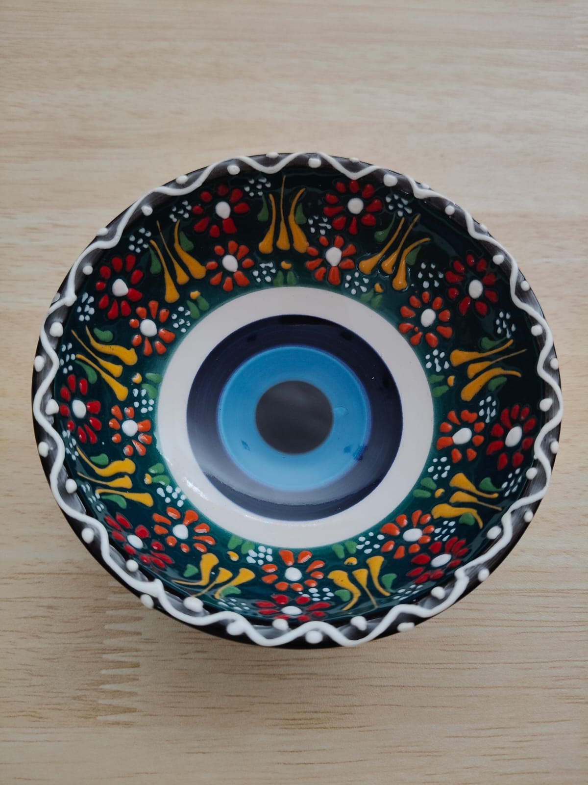 Bol en céramique turc contre le mauvais œil 12 cm