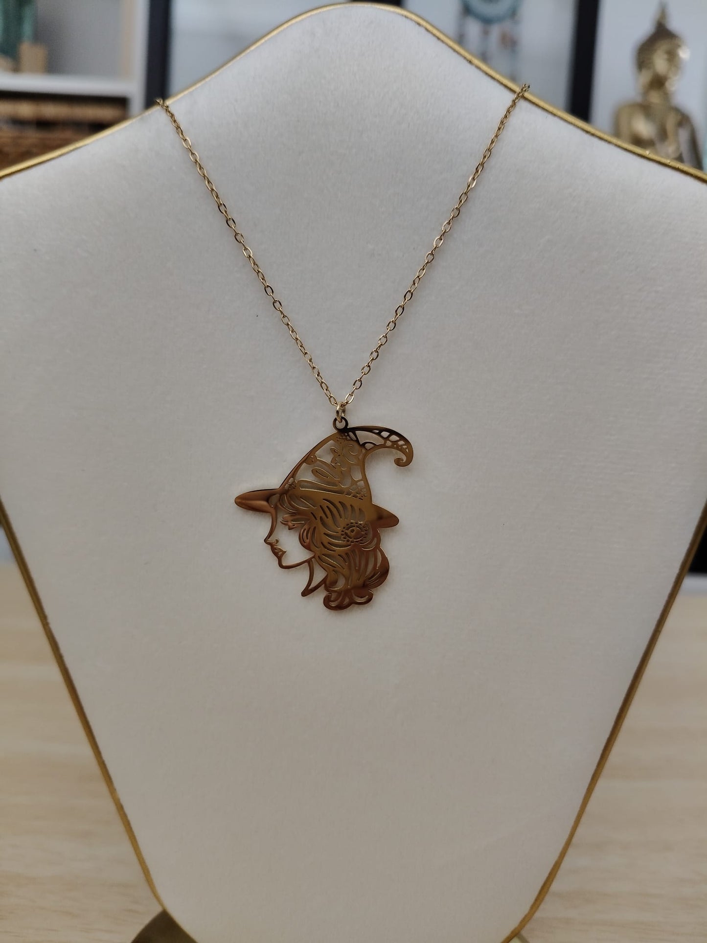 Pendentif tête de sorcière en acier inoxydable