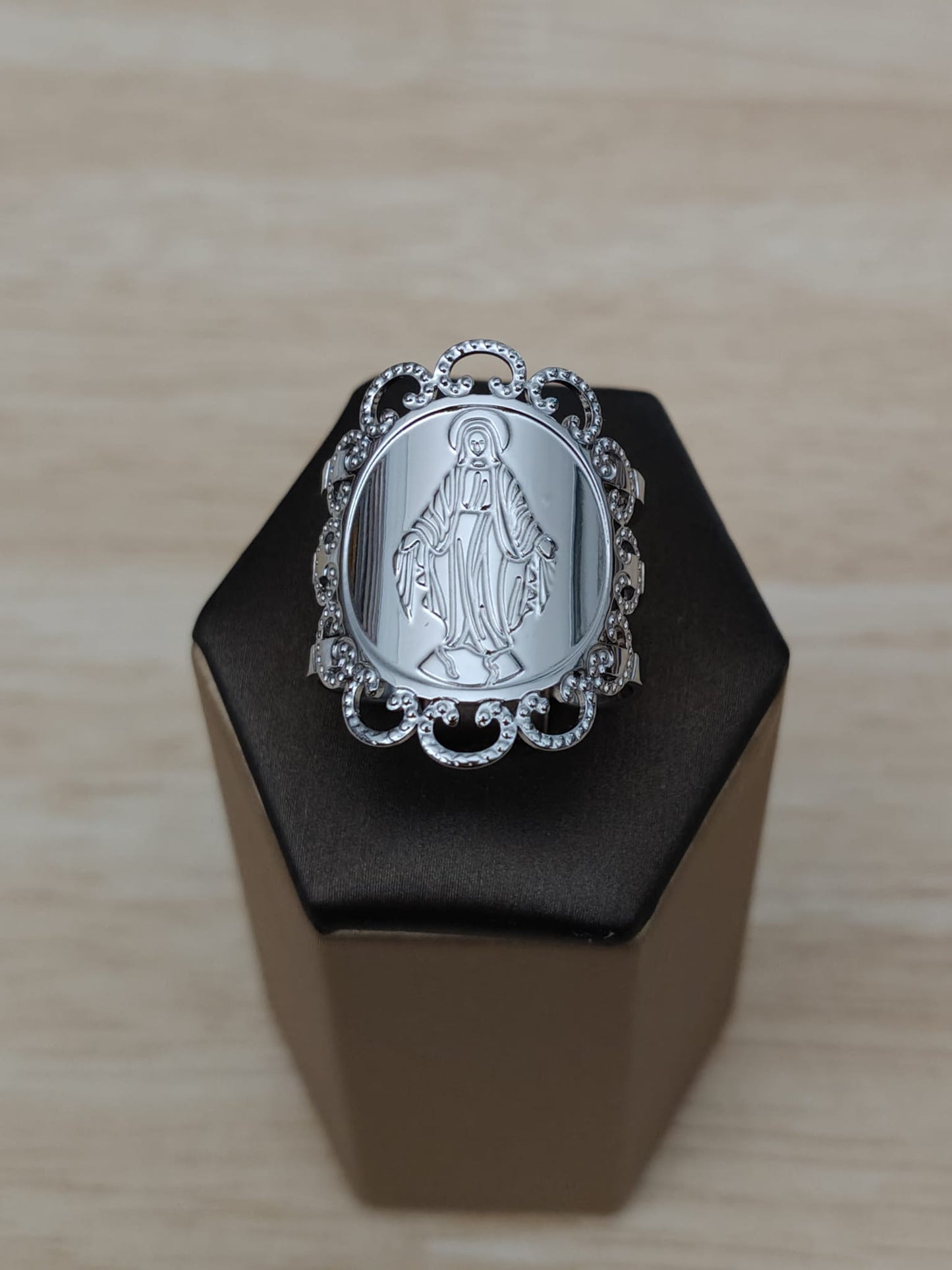Stainless steel ring of the Virgin of the Miraculous