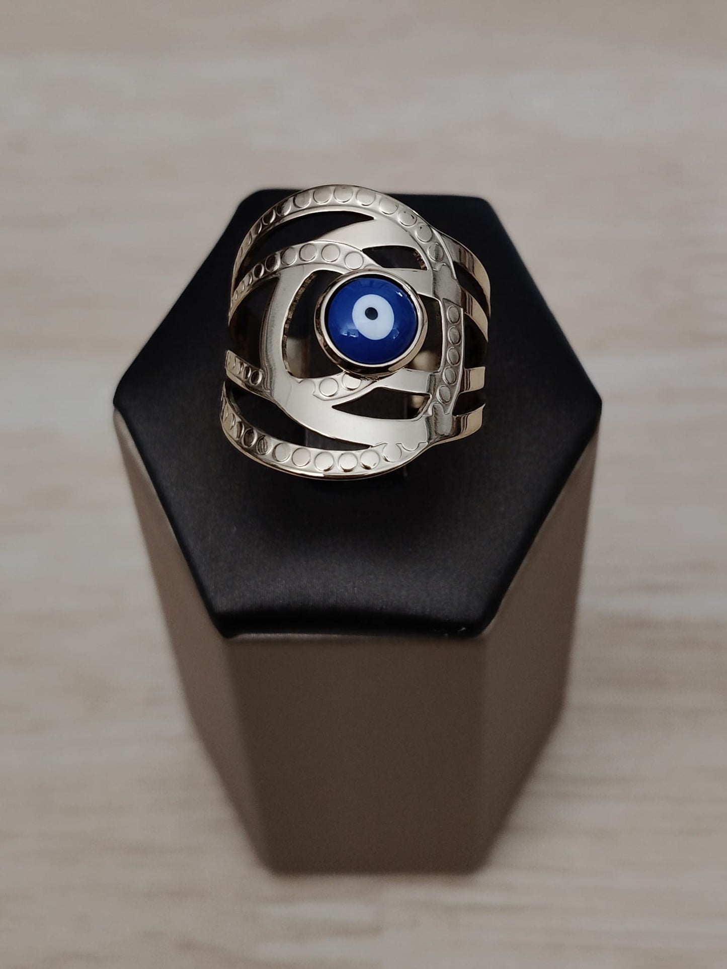 Bague turque en acier inoxydable contre le mauvais œil