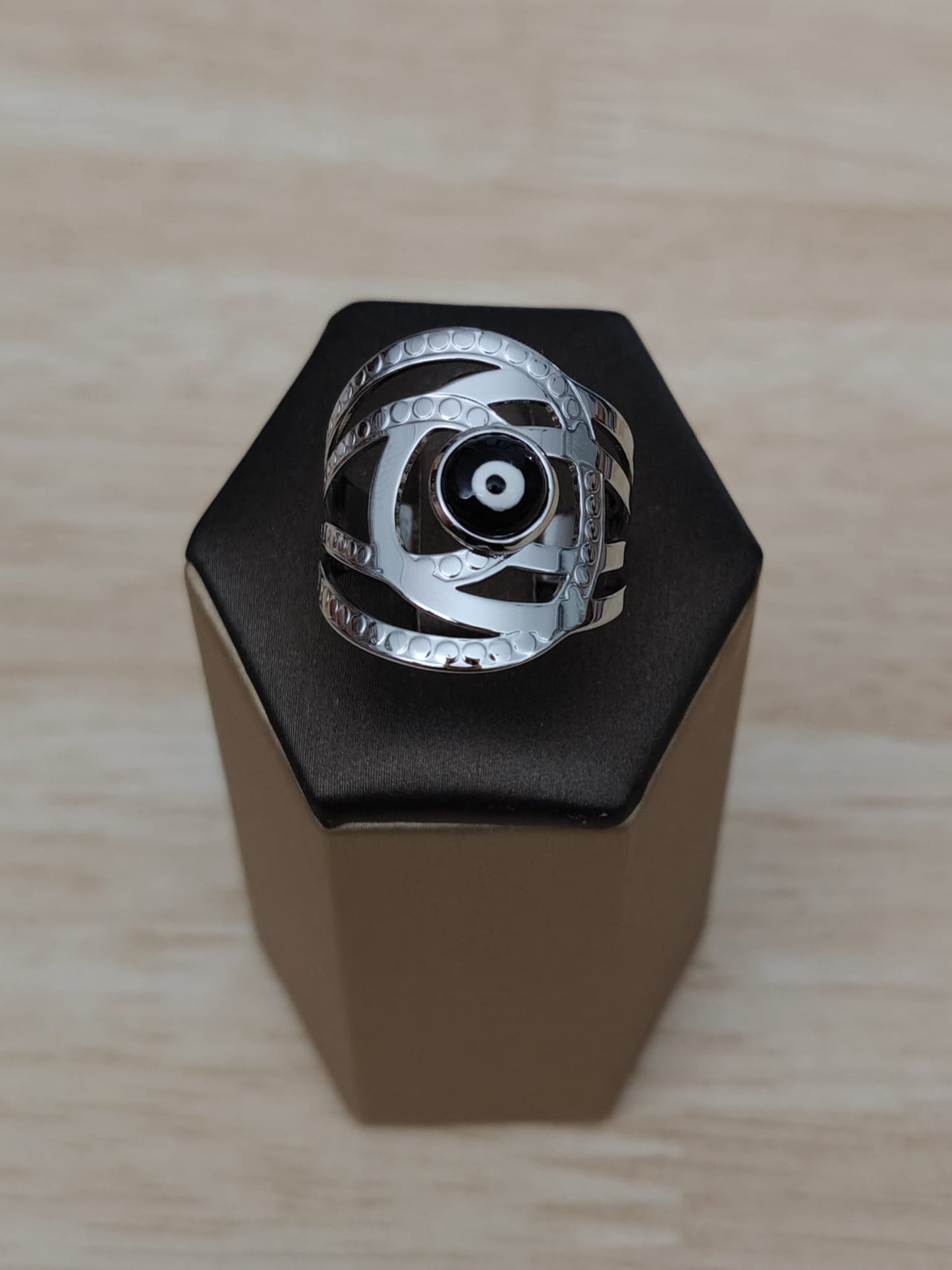 Bague turque en acier inoxydable contre le mauvais œil