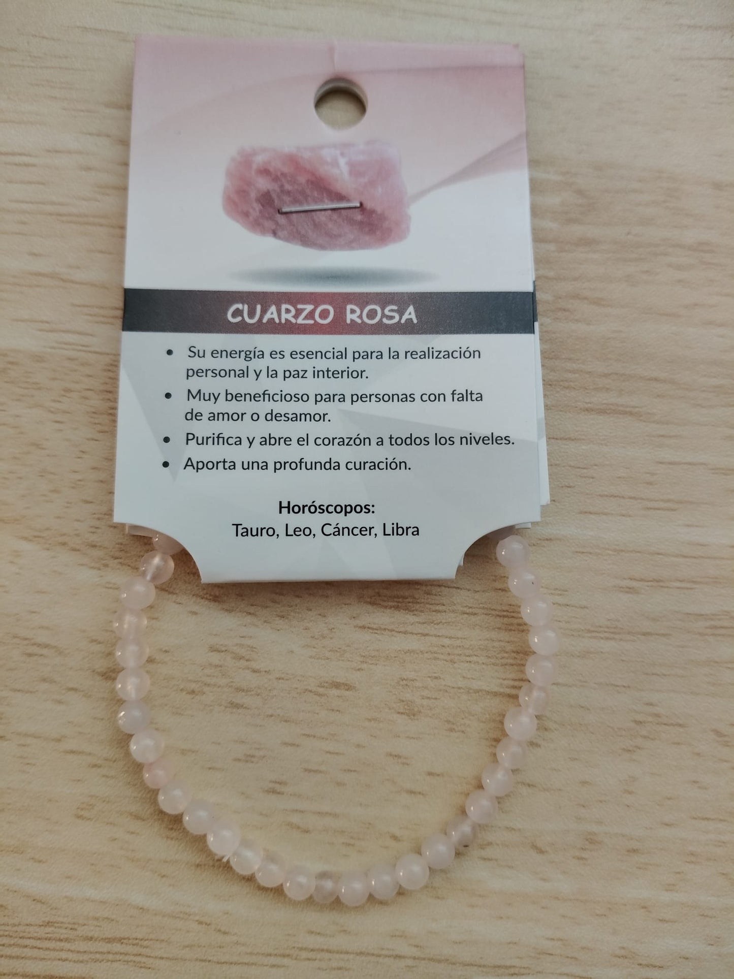 Elastic bracelet natural stone Rose Quartz 4mm