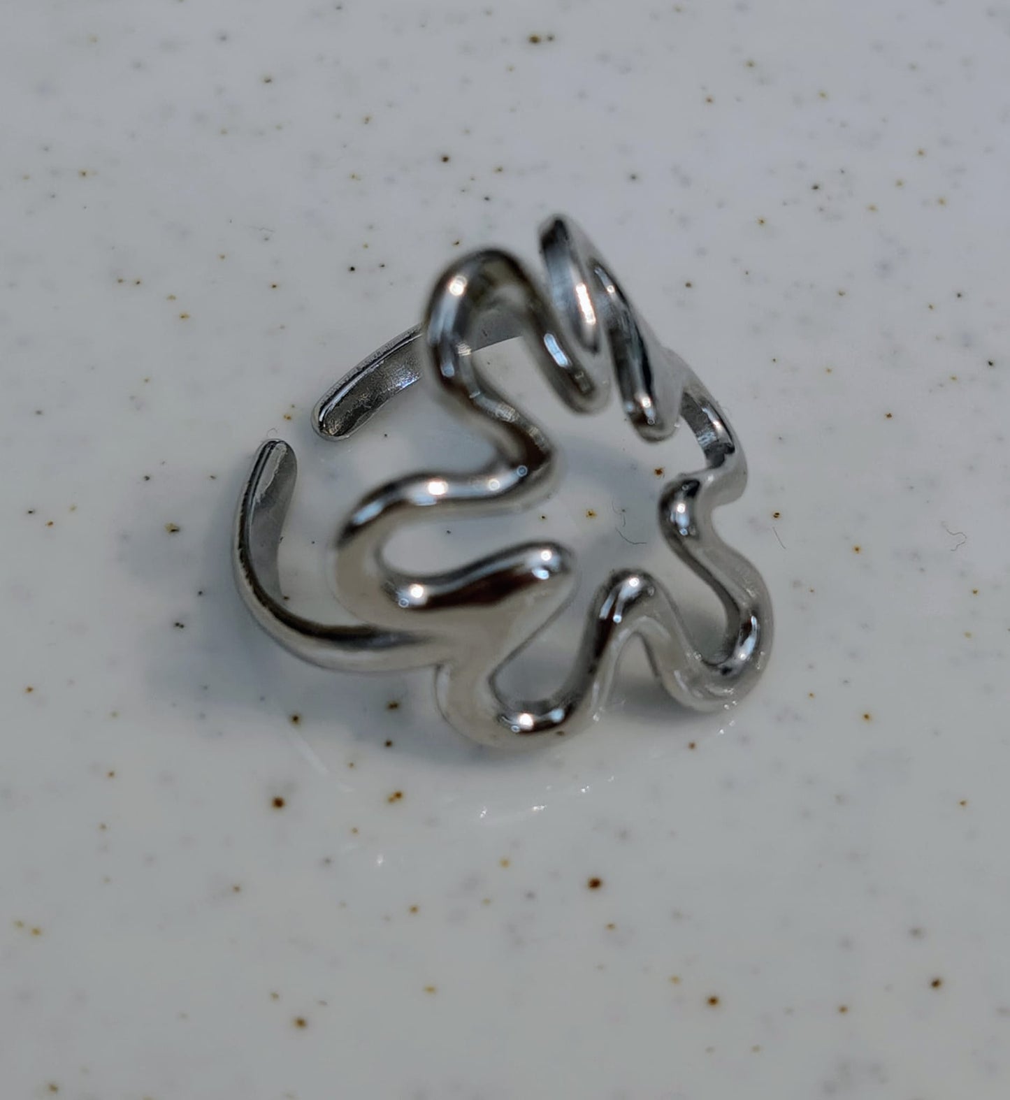 Anillo flor en acero inoxidable (regulable)