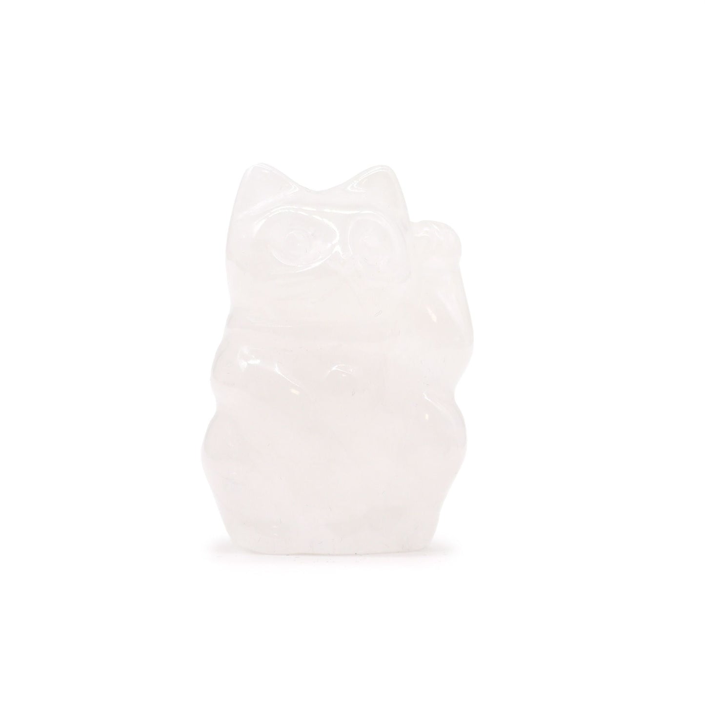 Pierre précieuse chat porte-bonheur - Quartz rose 50x35x25mm