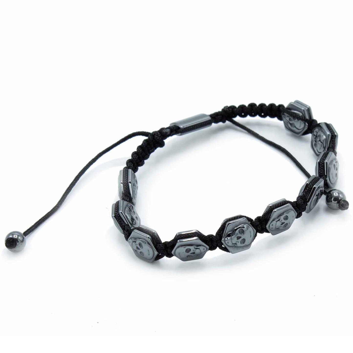 Hematite Shamballa Magnetic Bracelet - Hexagonal Skulls