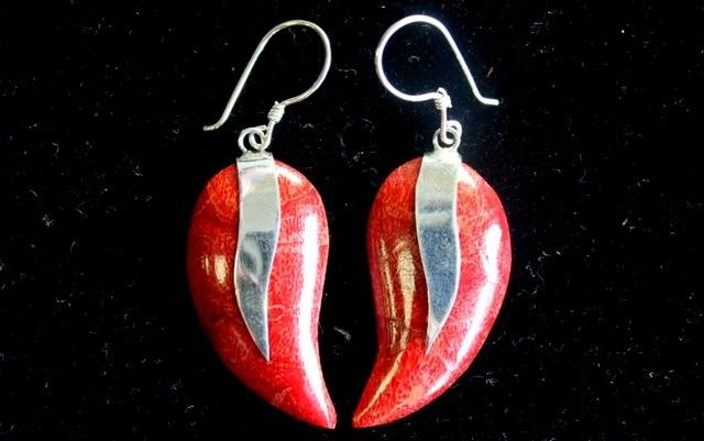 925 silver coral-style earring - Mangos