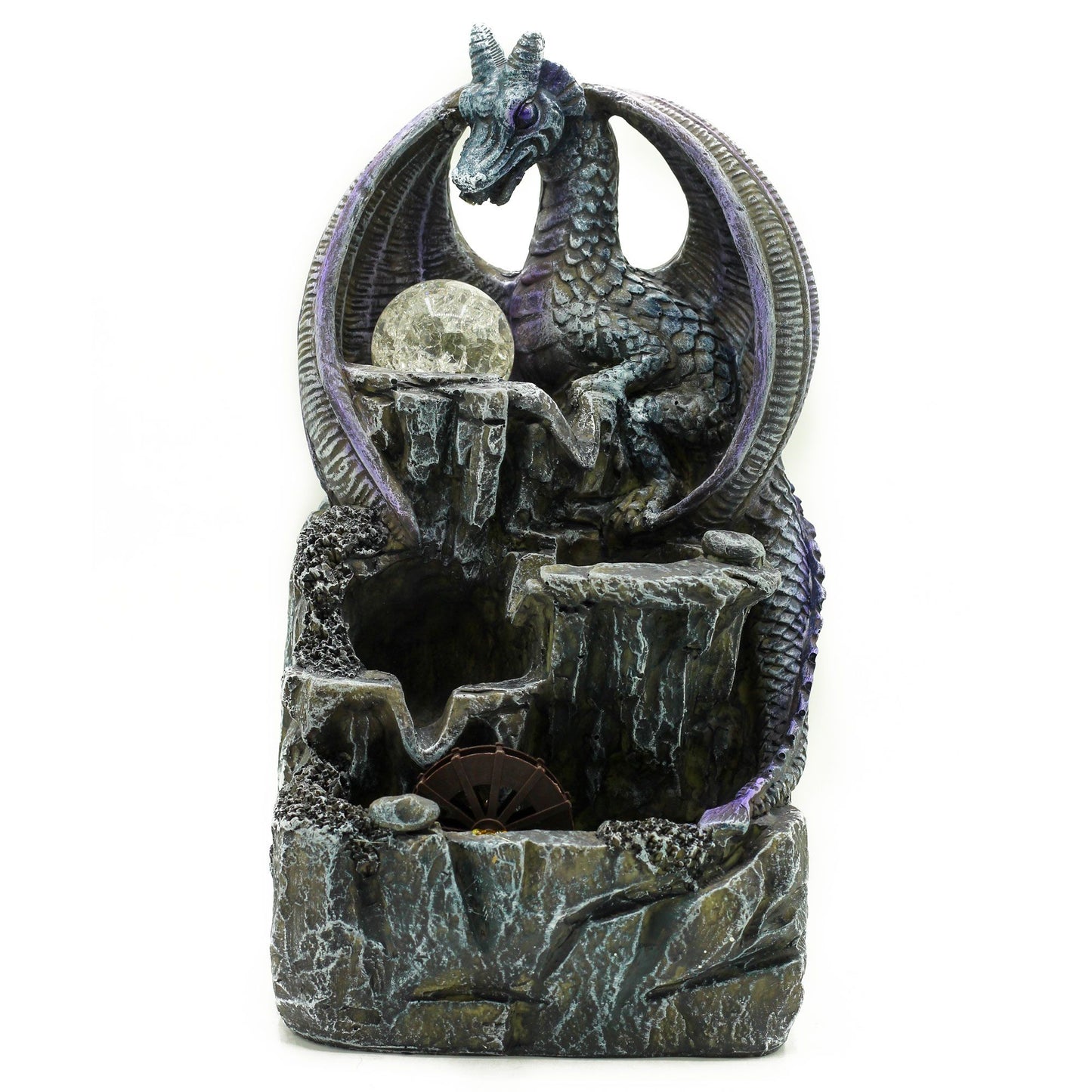 Indoor Water Fountain - Dragon, Crystal Ball and Water Wheel 35cm