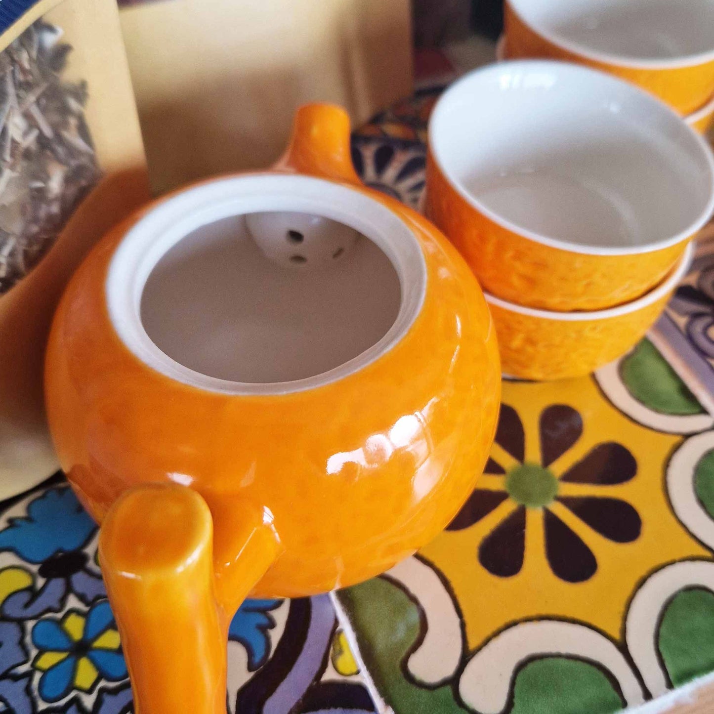 Tea Set - Orange - Teapot & Four Cups