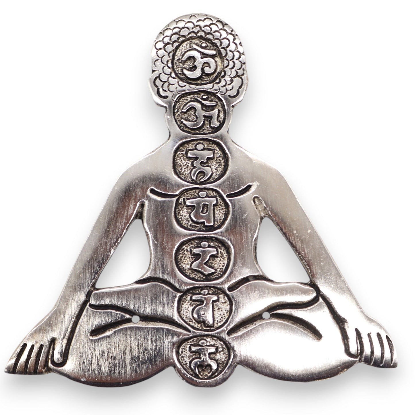 Yoga Seven Chakras Incense Holder Polished Aluminum 12x12cm