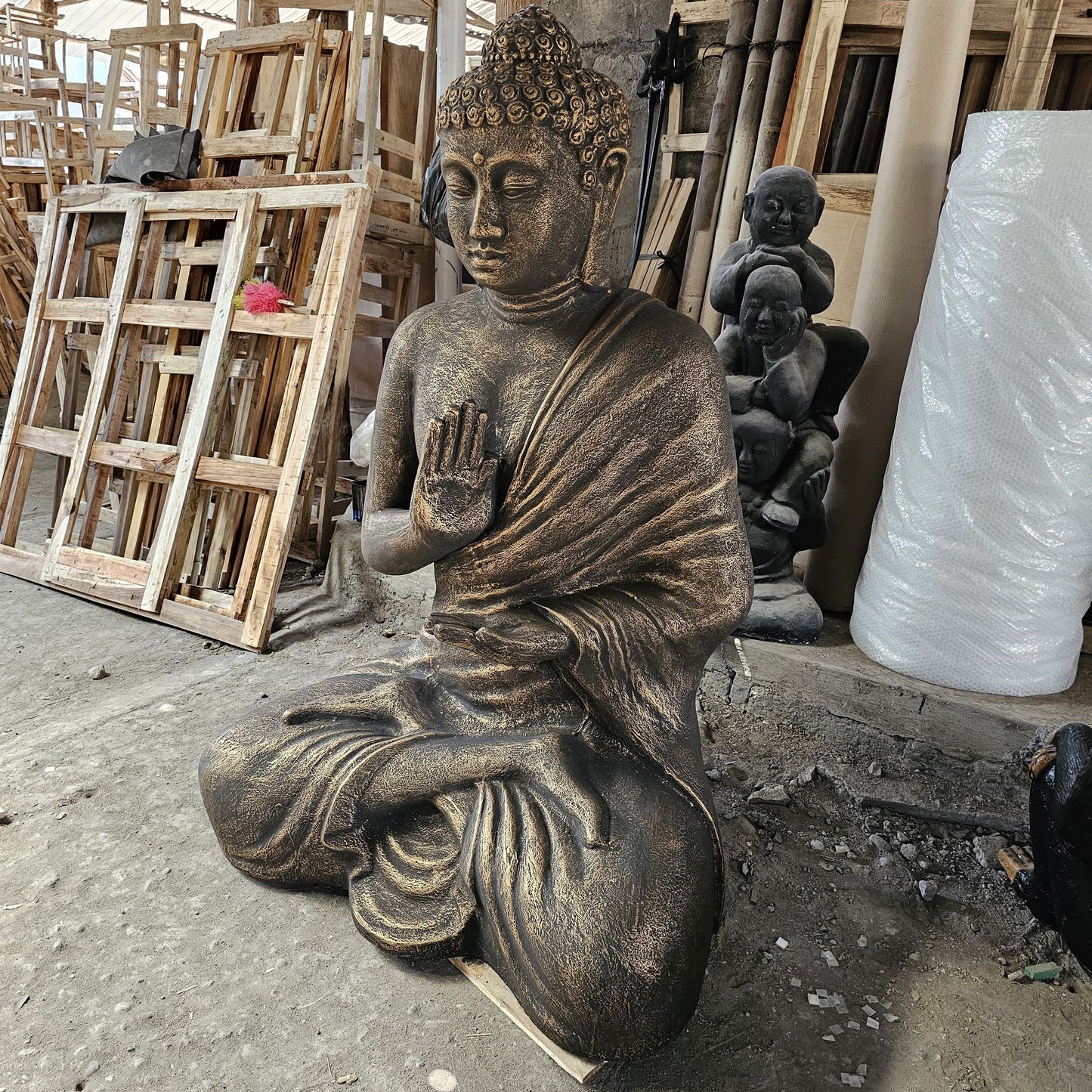 Gran Buda de Oro Antiguo Meditación en Estupa - 1.5m
