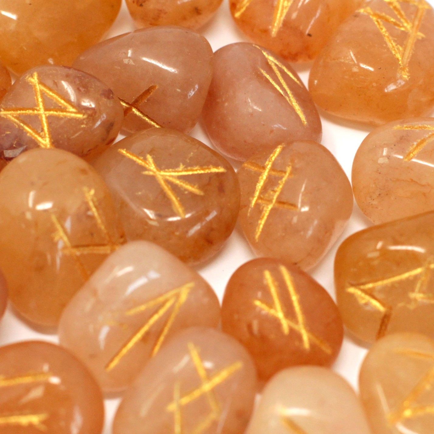 Coffret de runes indiennes en sachet - Aventurine jaune