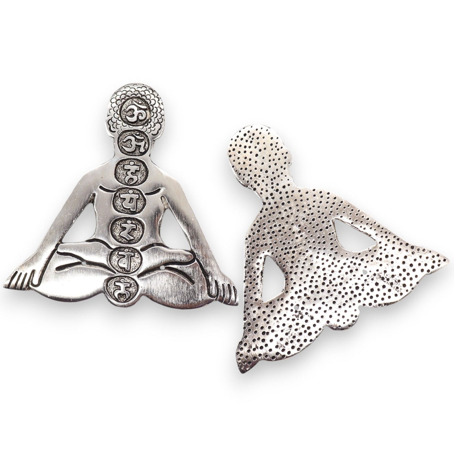 Yoga Seven Chakras Incense Holder Polished Aluminum 12x12cm