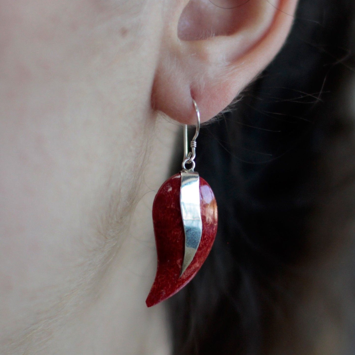 925 silver coral-style earring - Mangos