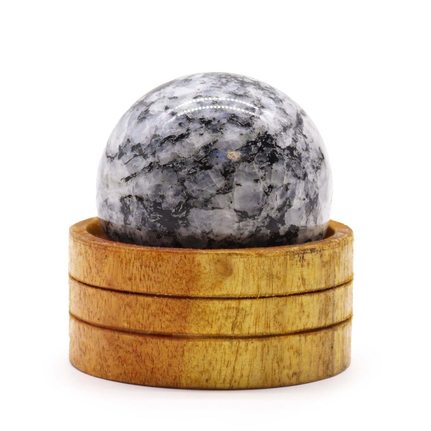 Sphère de cristal de 50 mm – Pierre de lune indienne avec support