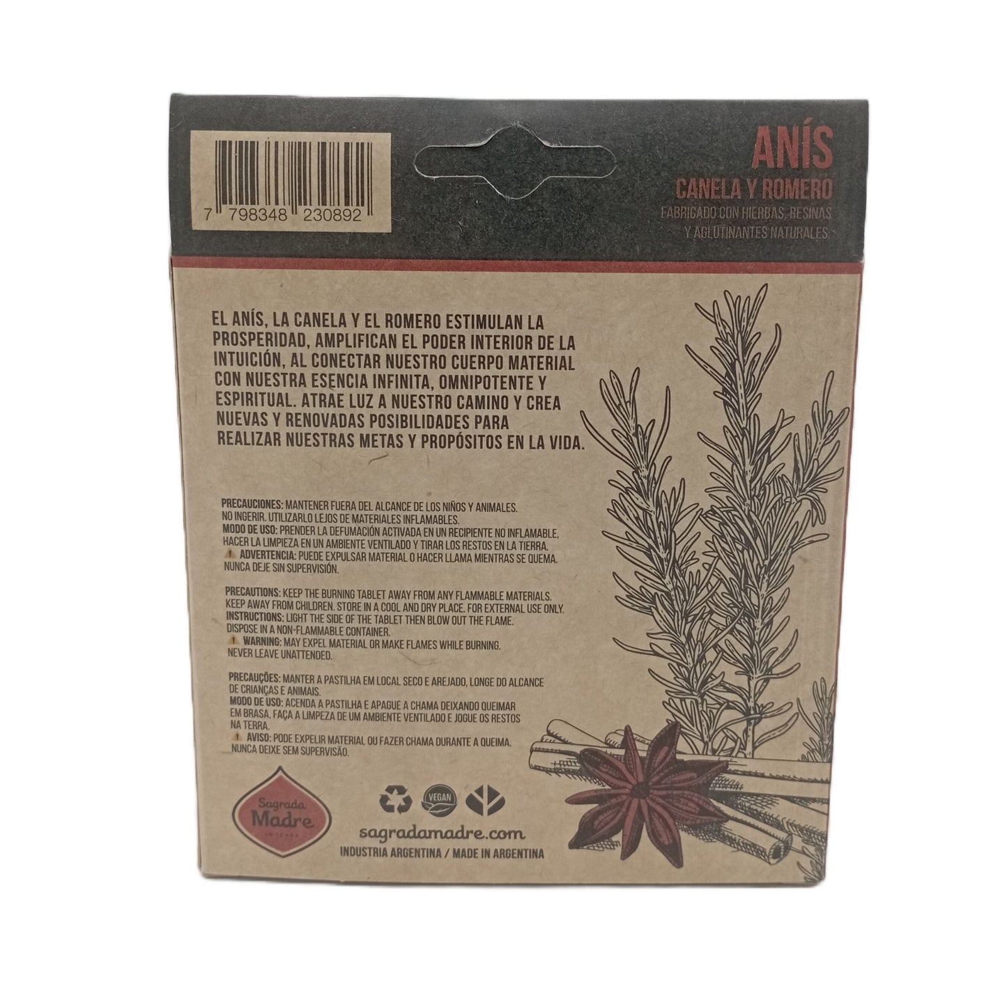 Resin Incense Tablets x 4 Anise, Cinnamon and Rosemary