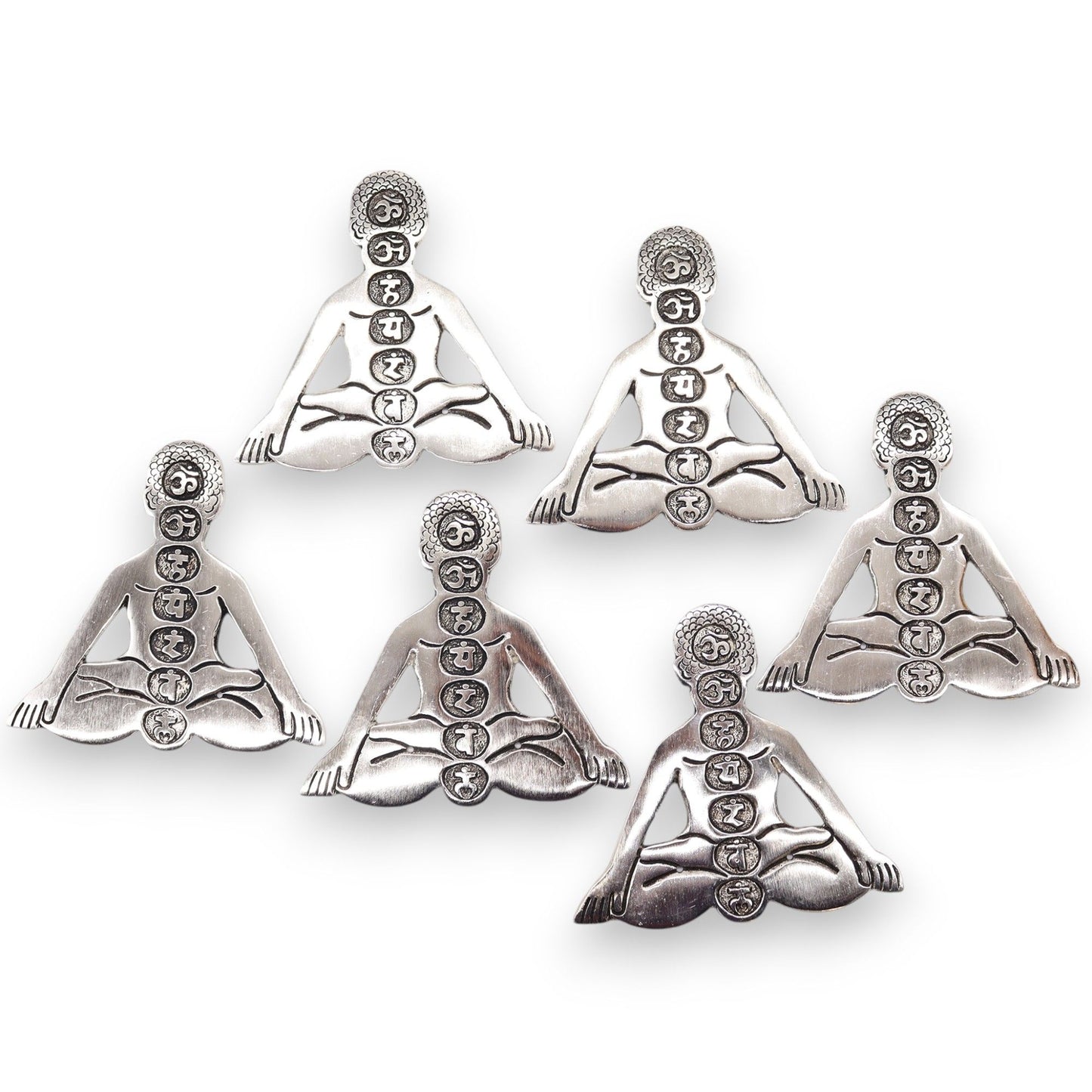 Yoga Seven Chakras Incense Holder Polished Aluminum 12x12cm