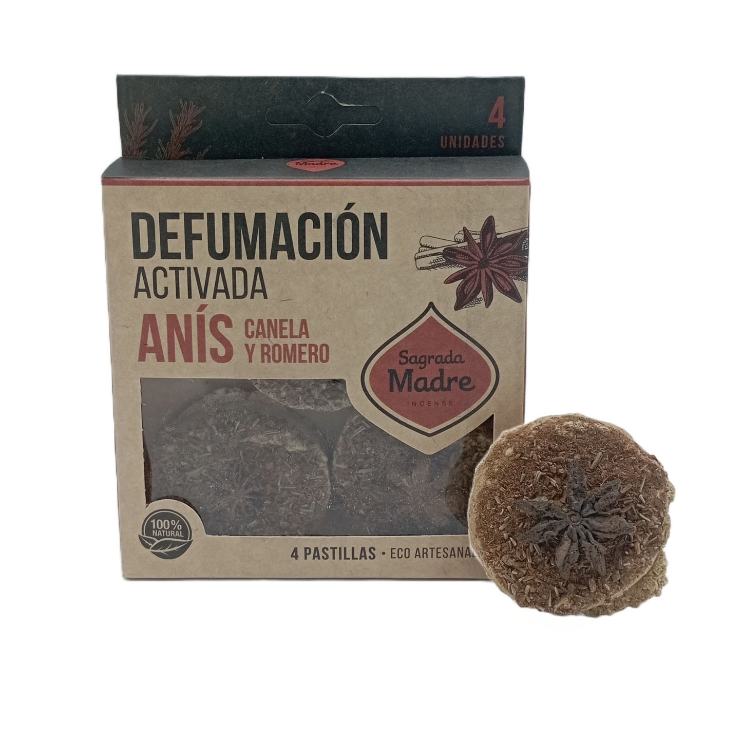Resin Incense Tablets x 4 Anise, Cinnamon and Rosemary