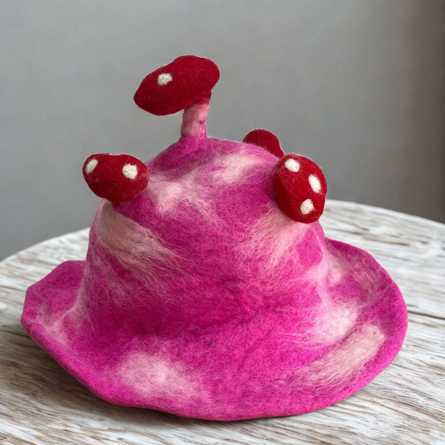 Chapeau champignon en feutre - Rose fuchsia