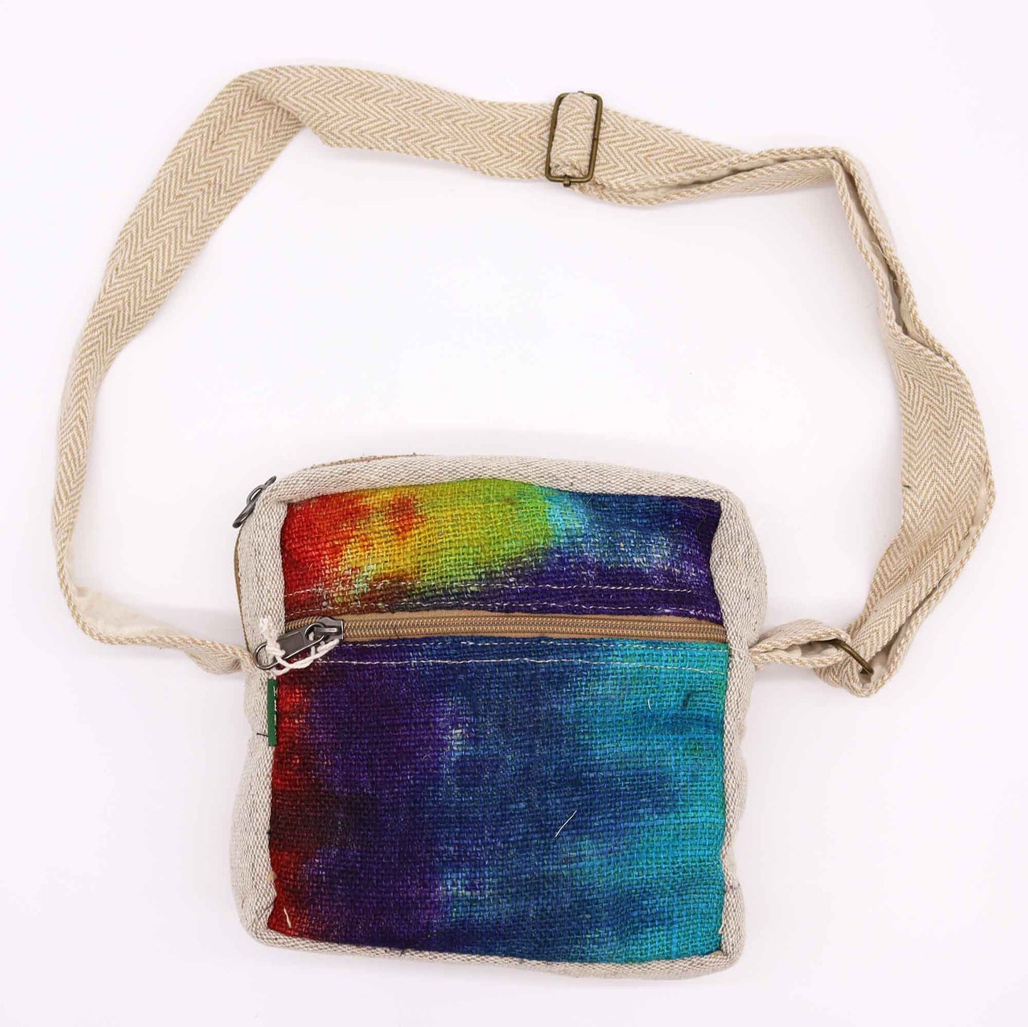 Dyed hemp crossbody bag with 1 zipper