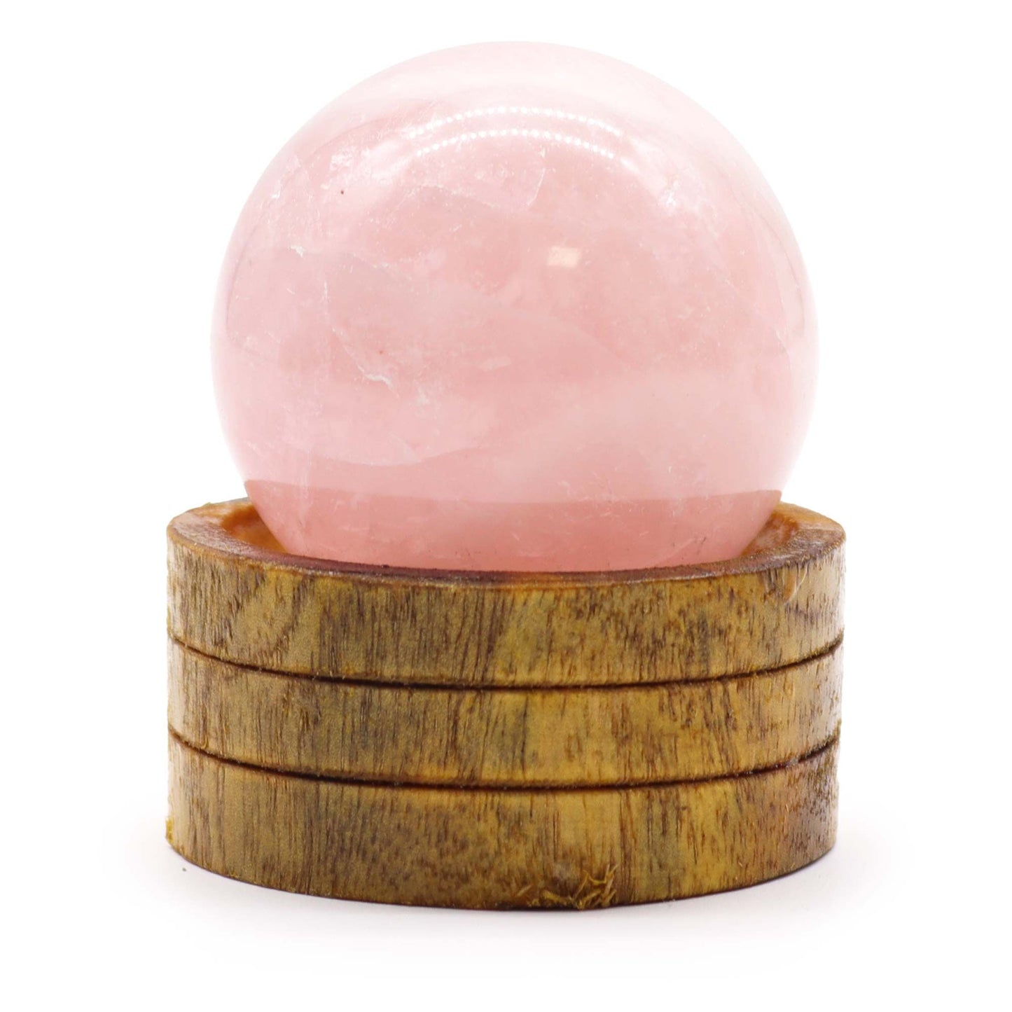 Sphère en cristal de quartz rose de 50 mm avec support