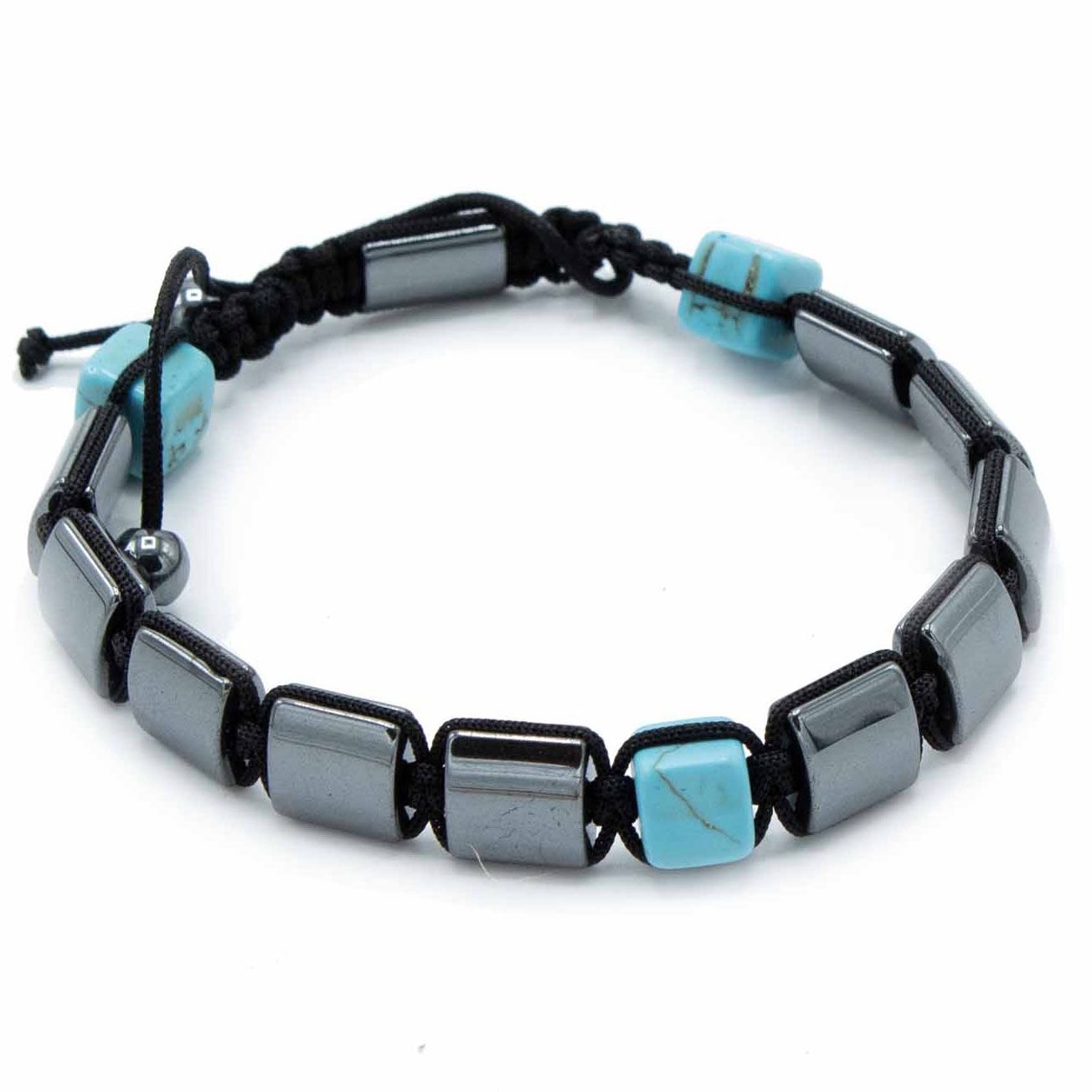 Hematite Shamballa Magnetic Bracelet - Turquoise Cuboids