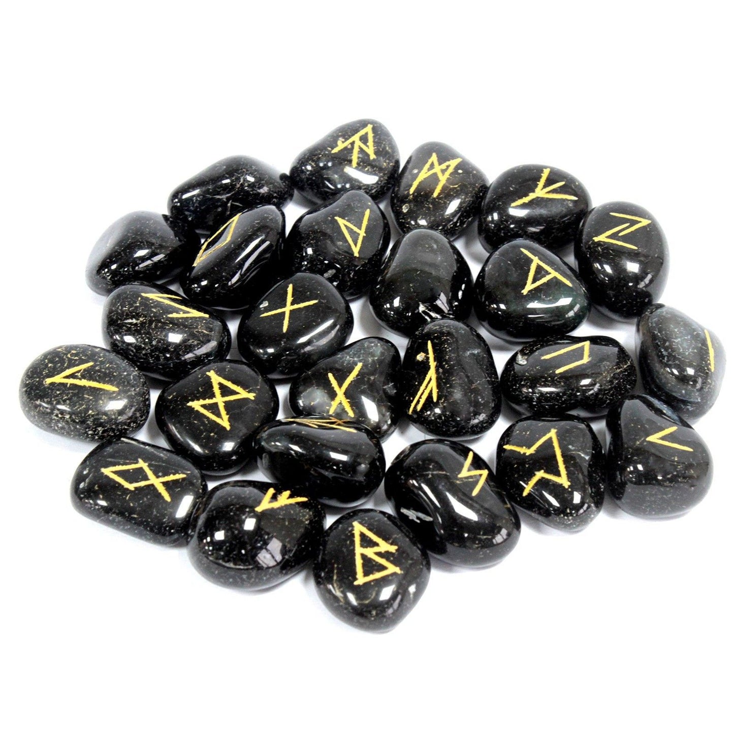 Indian Rune Set in a Bag - Black Onyx