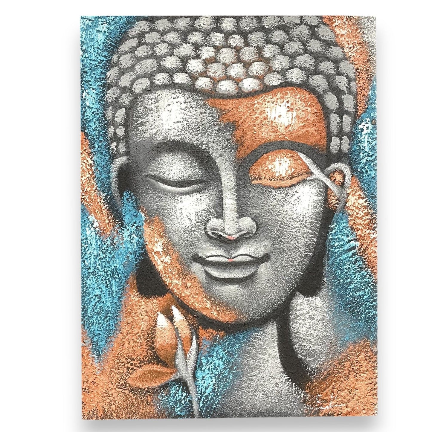 Buddha Painting - Silver and Rose Gold Flower