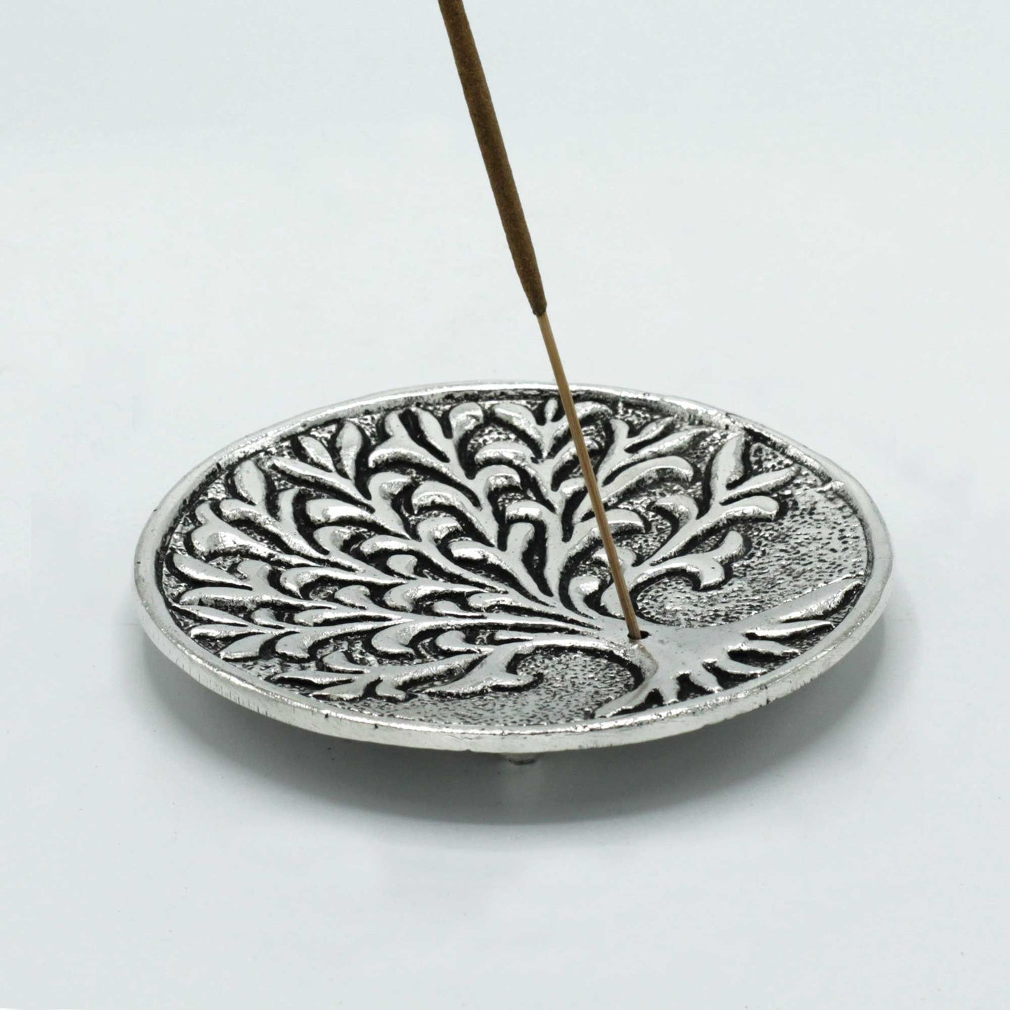 Porte-encens Arbre de Vie en aluminium poli 10 cm