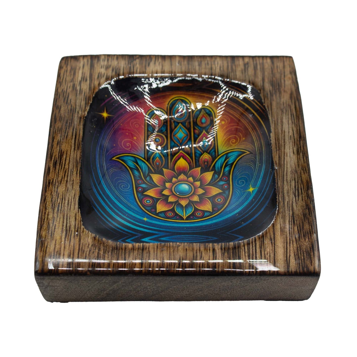 Juego de bandejas de mango esmaltadas Mediano - Hamsa