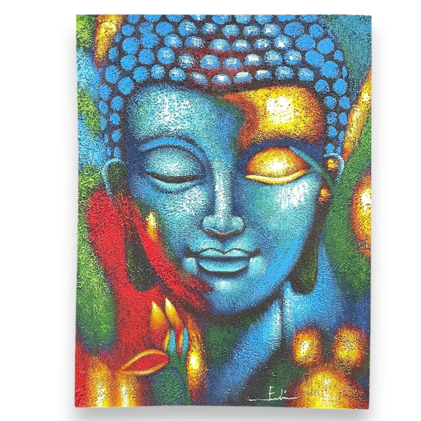 Buddha Painting - Blue and Gold Flower