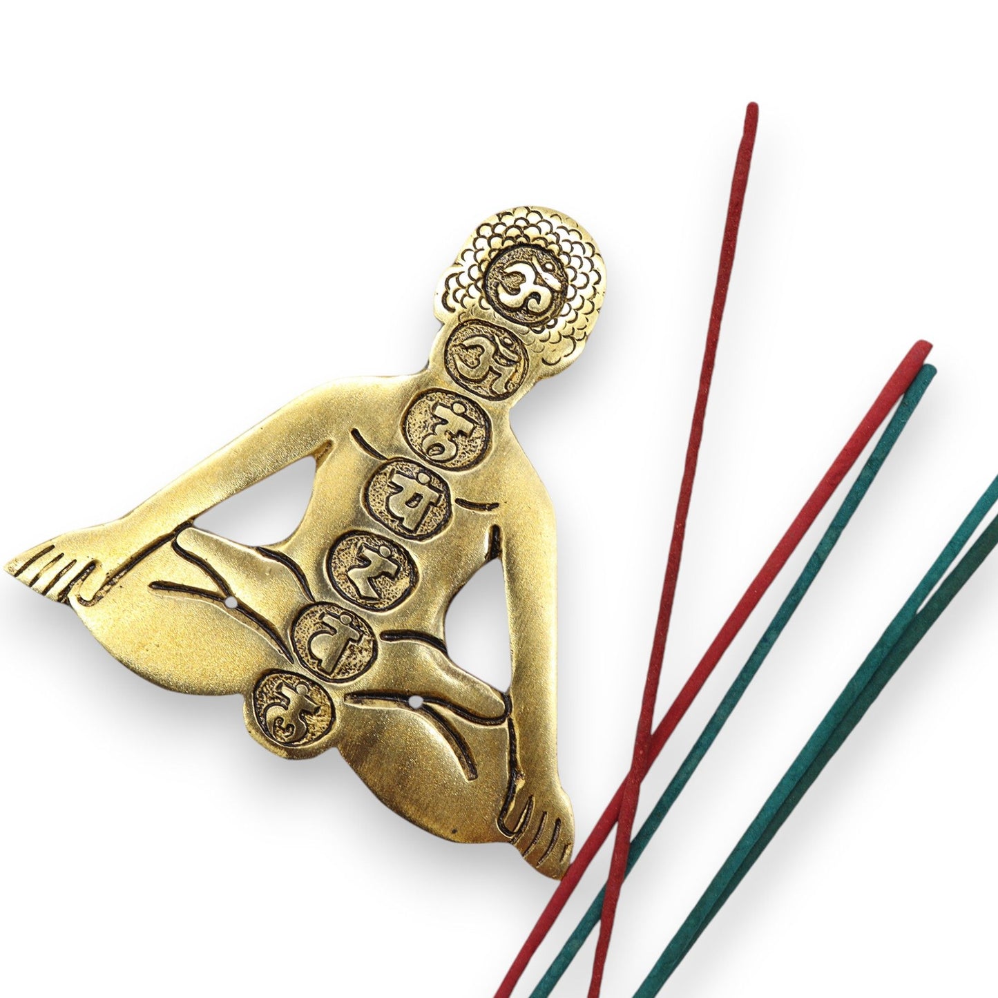 Yoga Incense Holder Seven Chakras Golden Aluminum 12x12cm