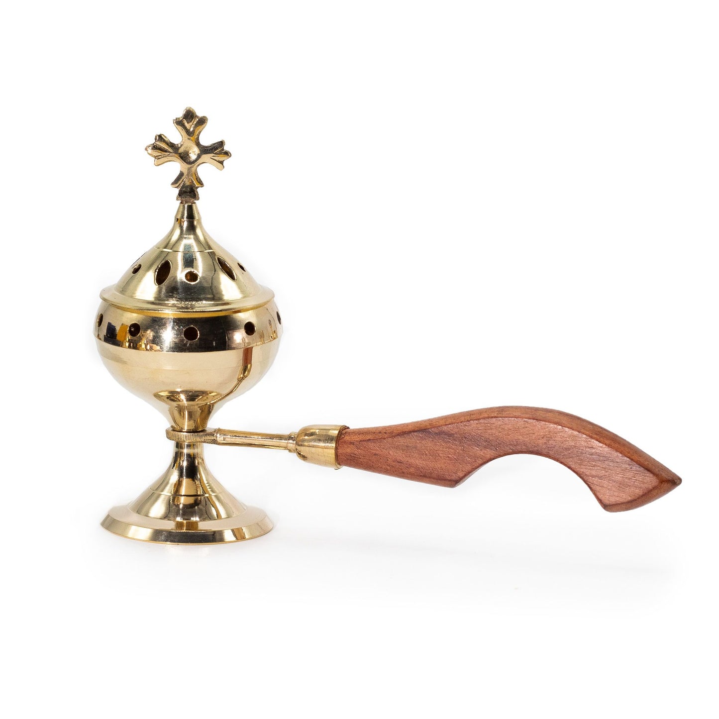 Incense burner with wooden handle - Cross