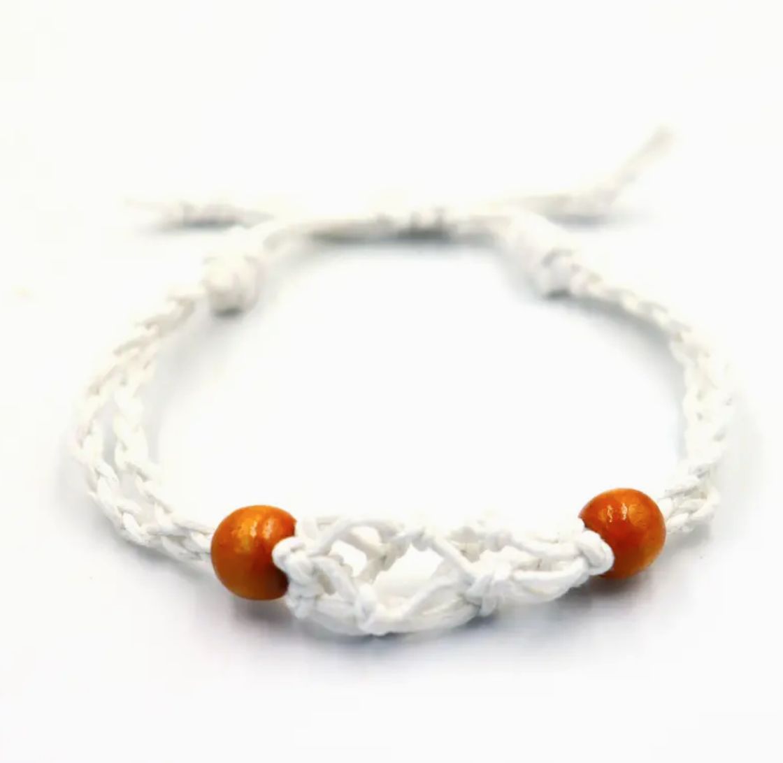 Pulsera de Macrame para Piedras Preciosas 20-28cm - Blanco