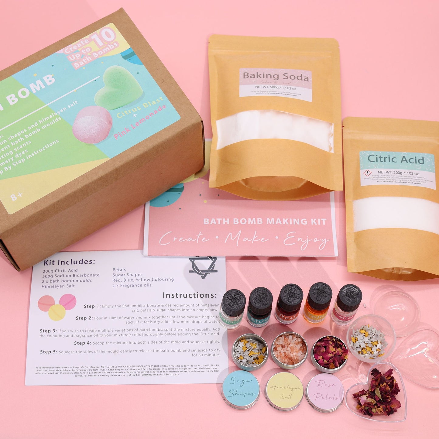 Bath Bomb Kit: Pink Lemonade and Citrus Burst