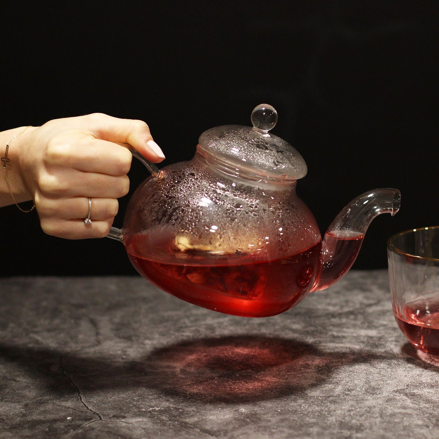 Glass teapot with infuser - Round pearl - 800ml