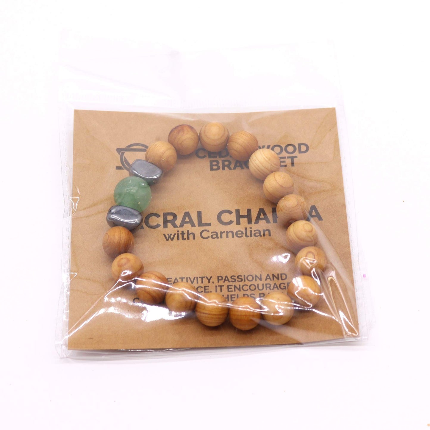 Cedar Bracelet - Sacral Chakra - Green Aventurine