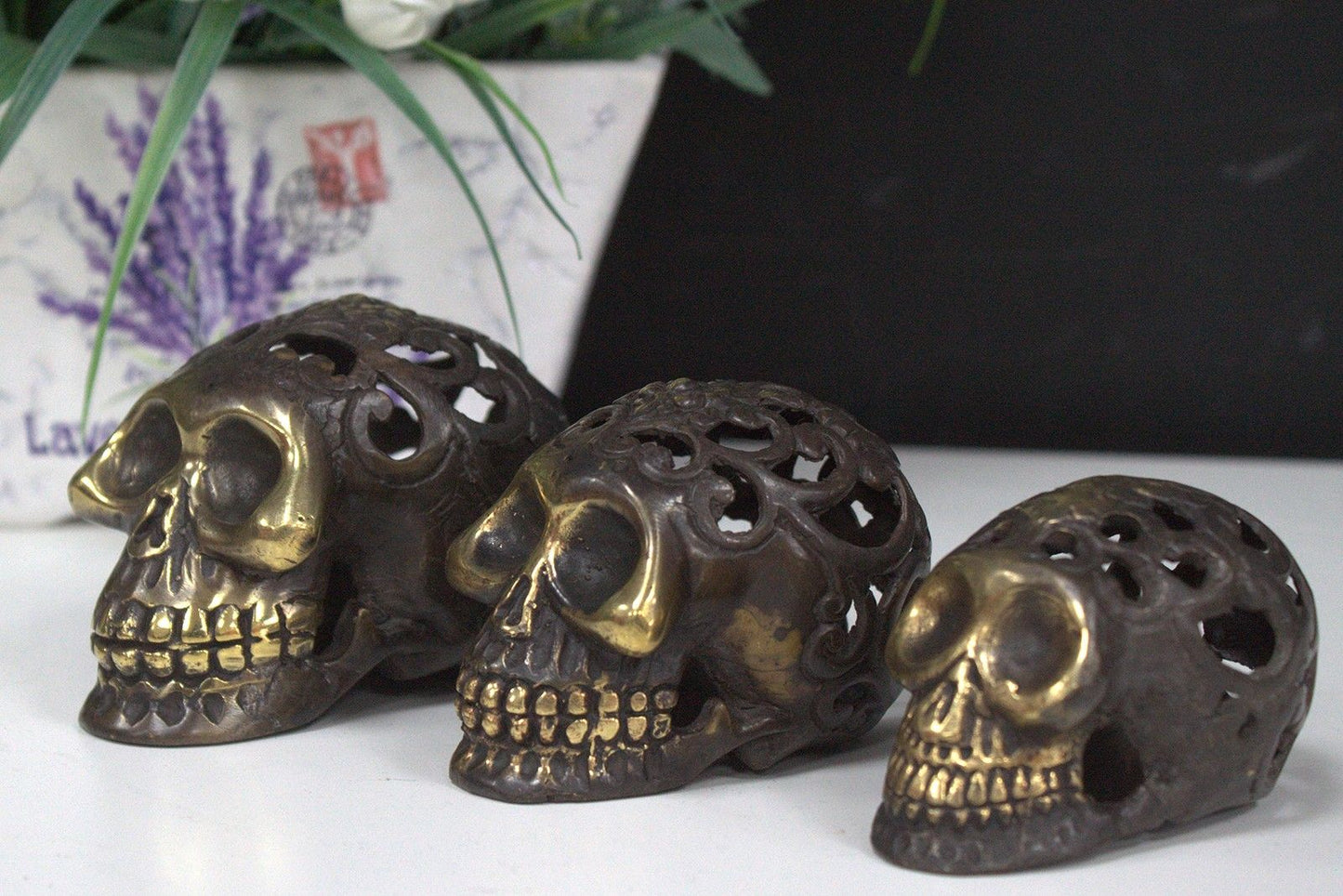 Vintage Brass Skull - Medium