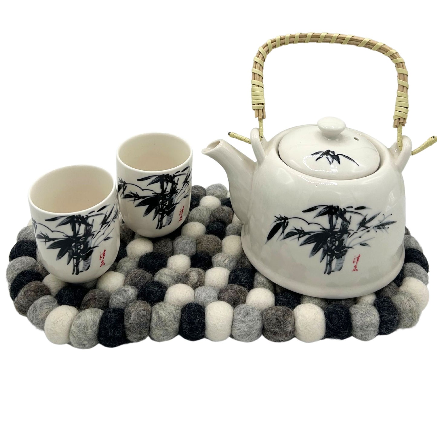 Tapis de table ovale en feutrine - 38 x 18 cm, gris multicolore