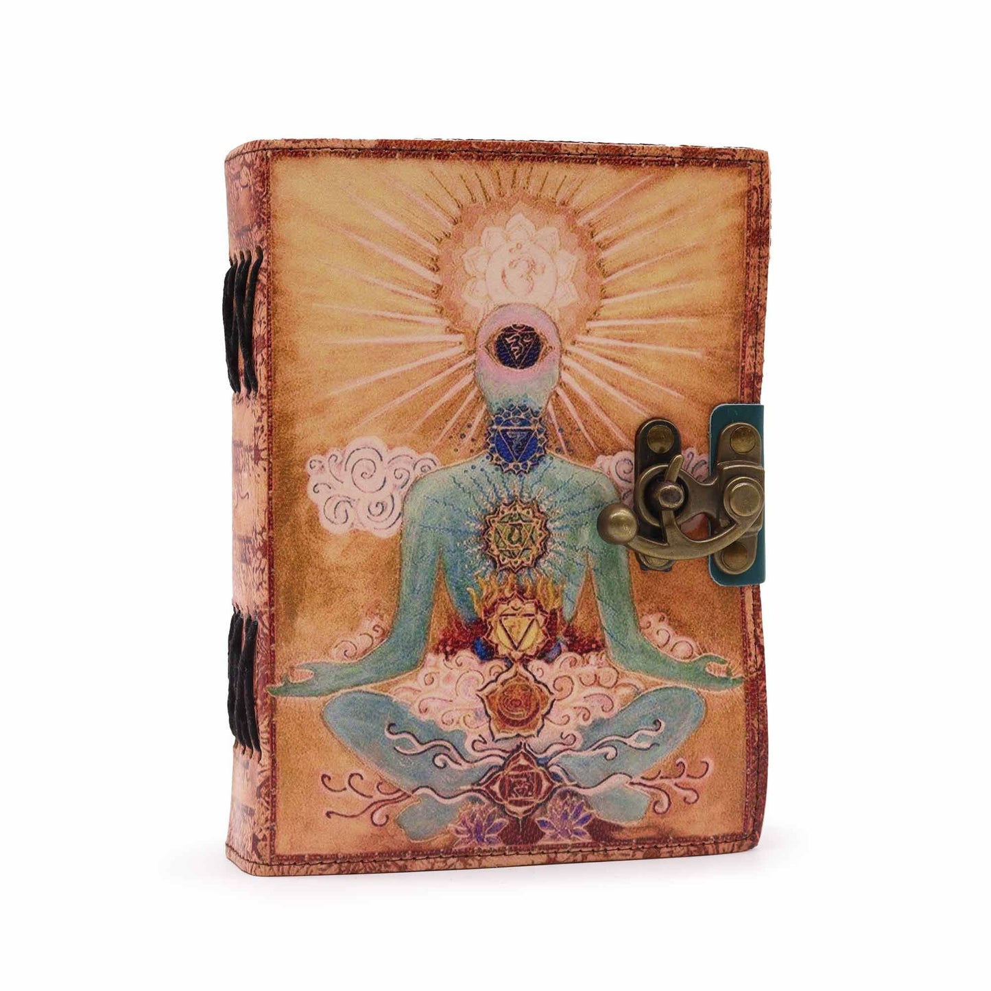Carnet en cuir - Bouddha 7 Chakras - 12,5x17,5cm