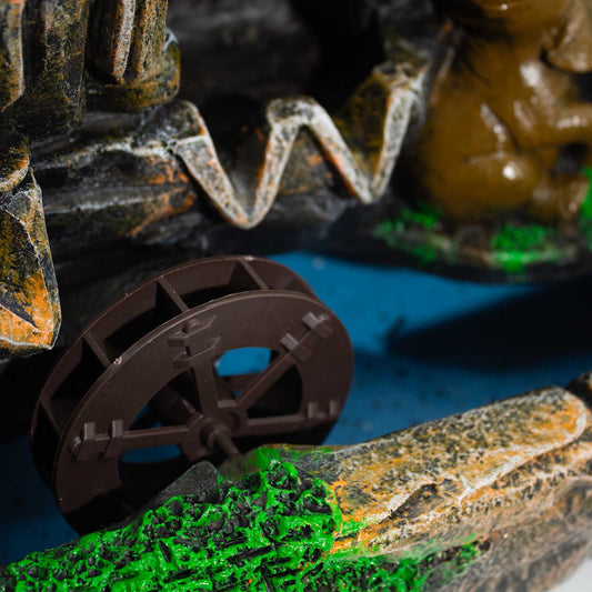 Fuente decorativa de mesa con elefantes enamorados, bola de cristal, luz y molino de agua (30x20x35cm)