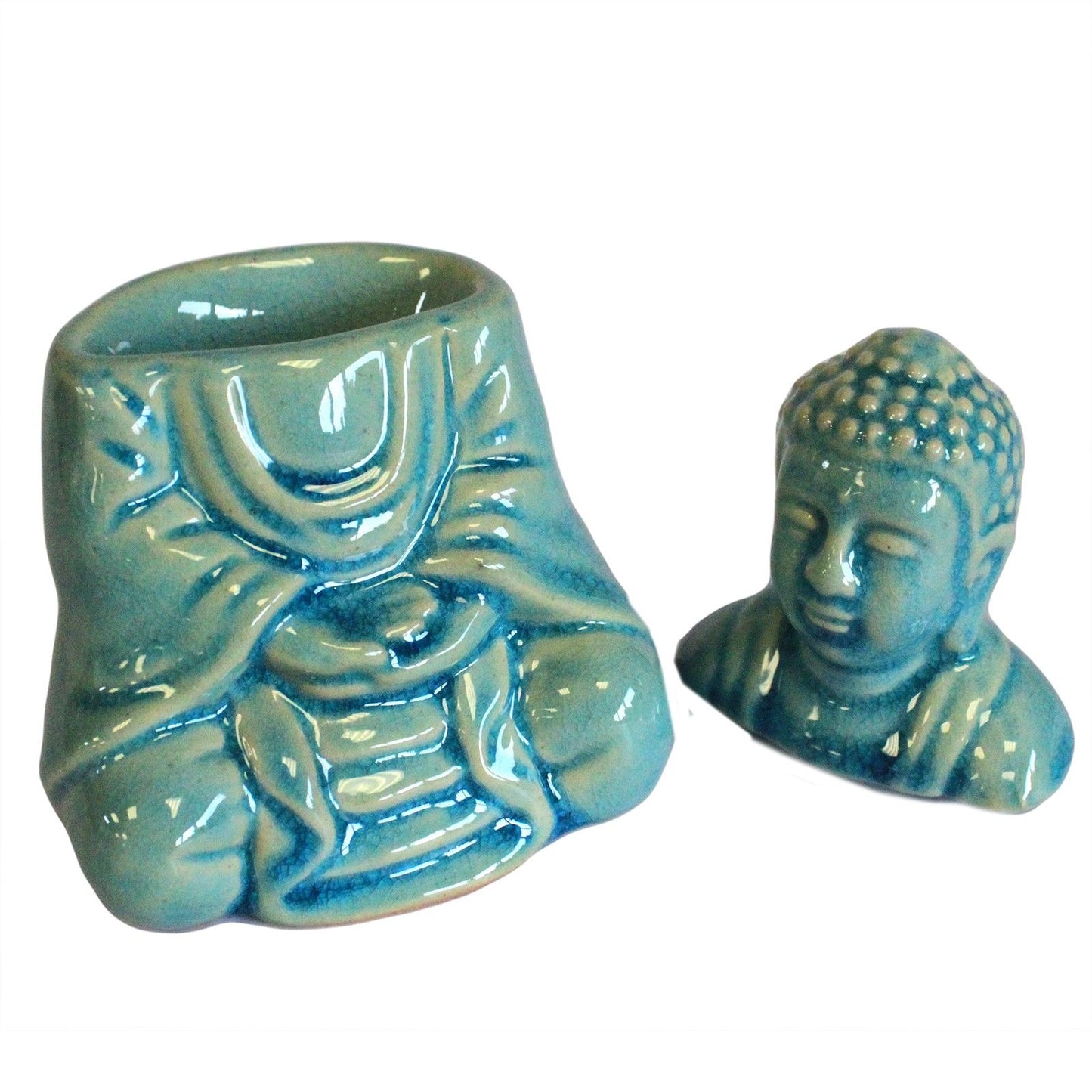 Seated Buddha Oil Burner - Blue
