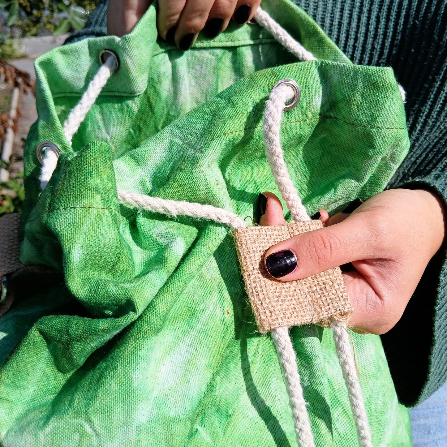 100% Natural Backpack - Green Wash Effect - Tree of Life