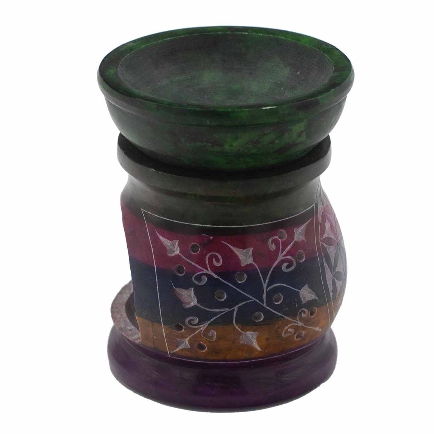 Soapstone Oil Burner 10cm - Flower of Life - Five Colors