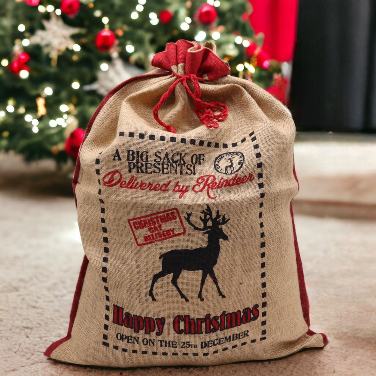 Santa jute sack - Delivered By Reindeer