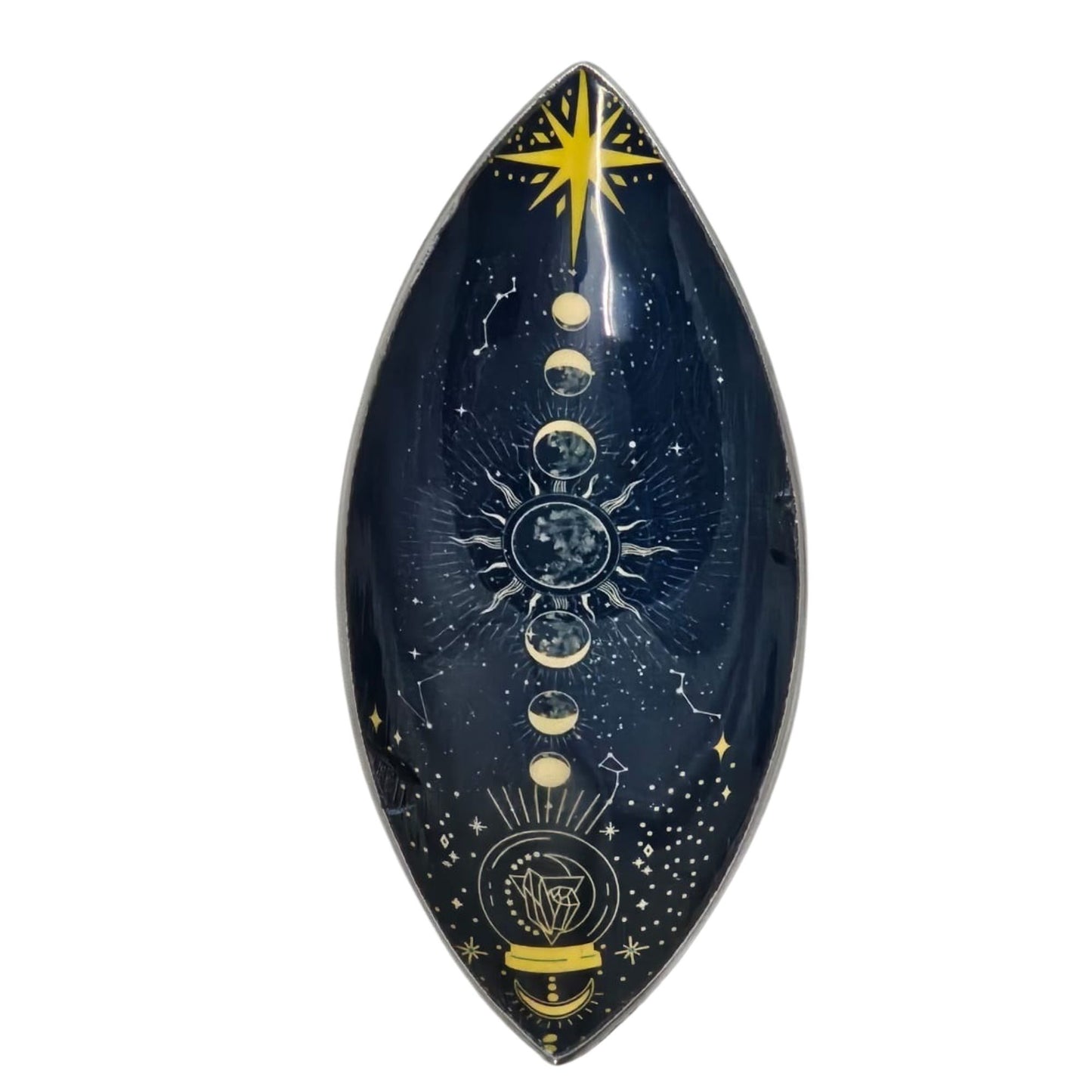 Enameled Incense Holder - Aluminum - Moon Phases of the Zodiac